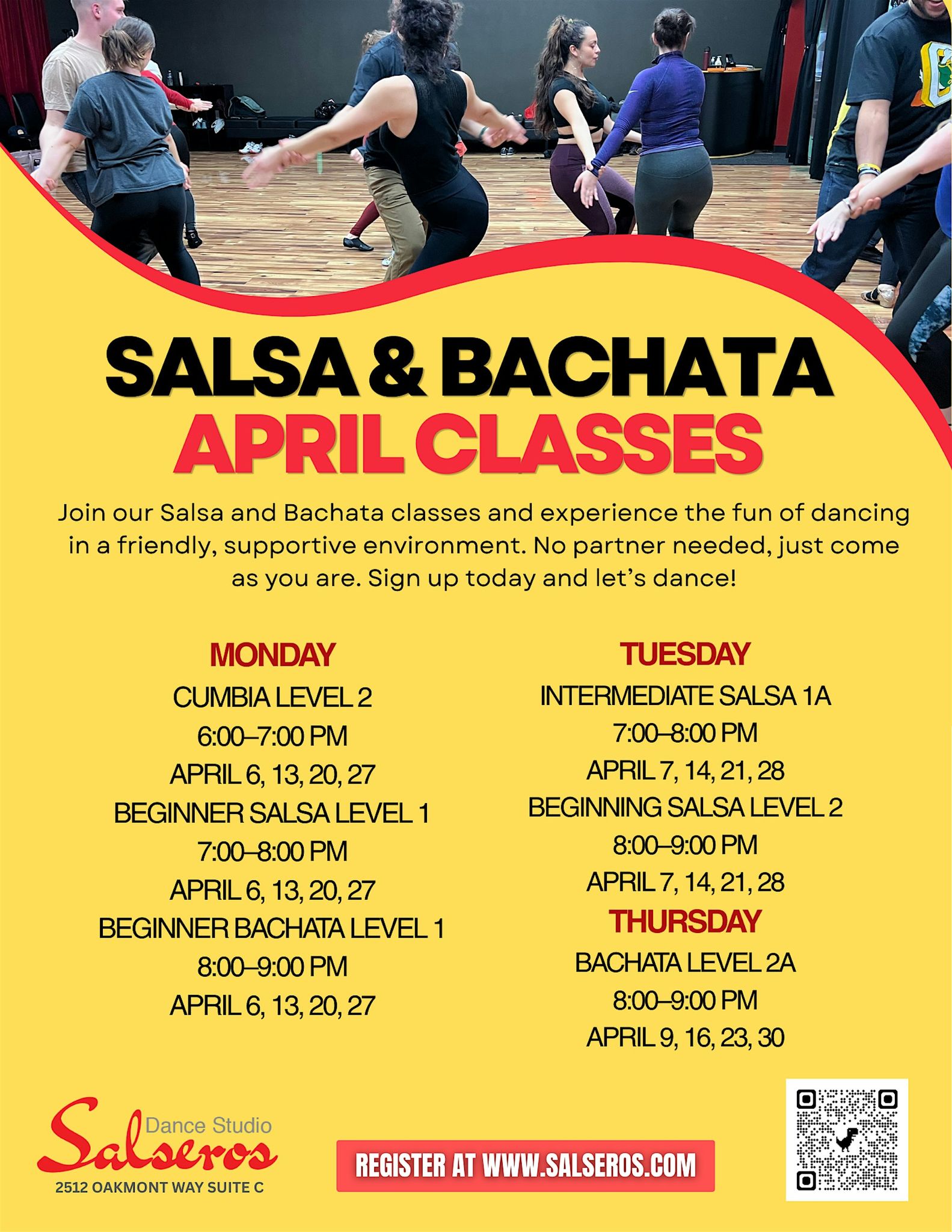 Salsa & Bachata Classes - April 2026