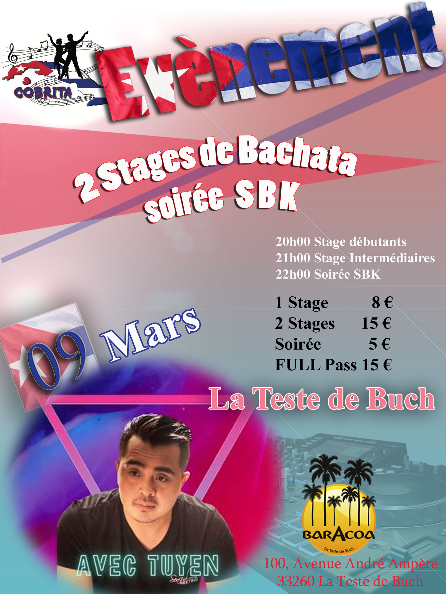Soirée SBK et stages de Bachata avec TUYEN.