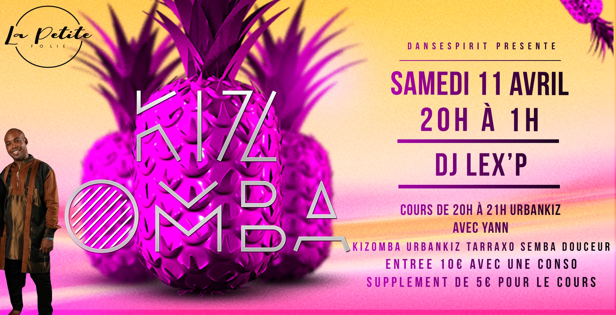 ⭐TA SOIREE KIZOMBA ⭐ Samedi 11 AVRIL à la Petite Folie 20h à 1h DJ LEX'P Cours+ Soirée