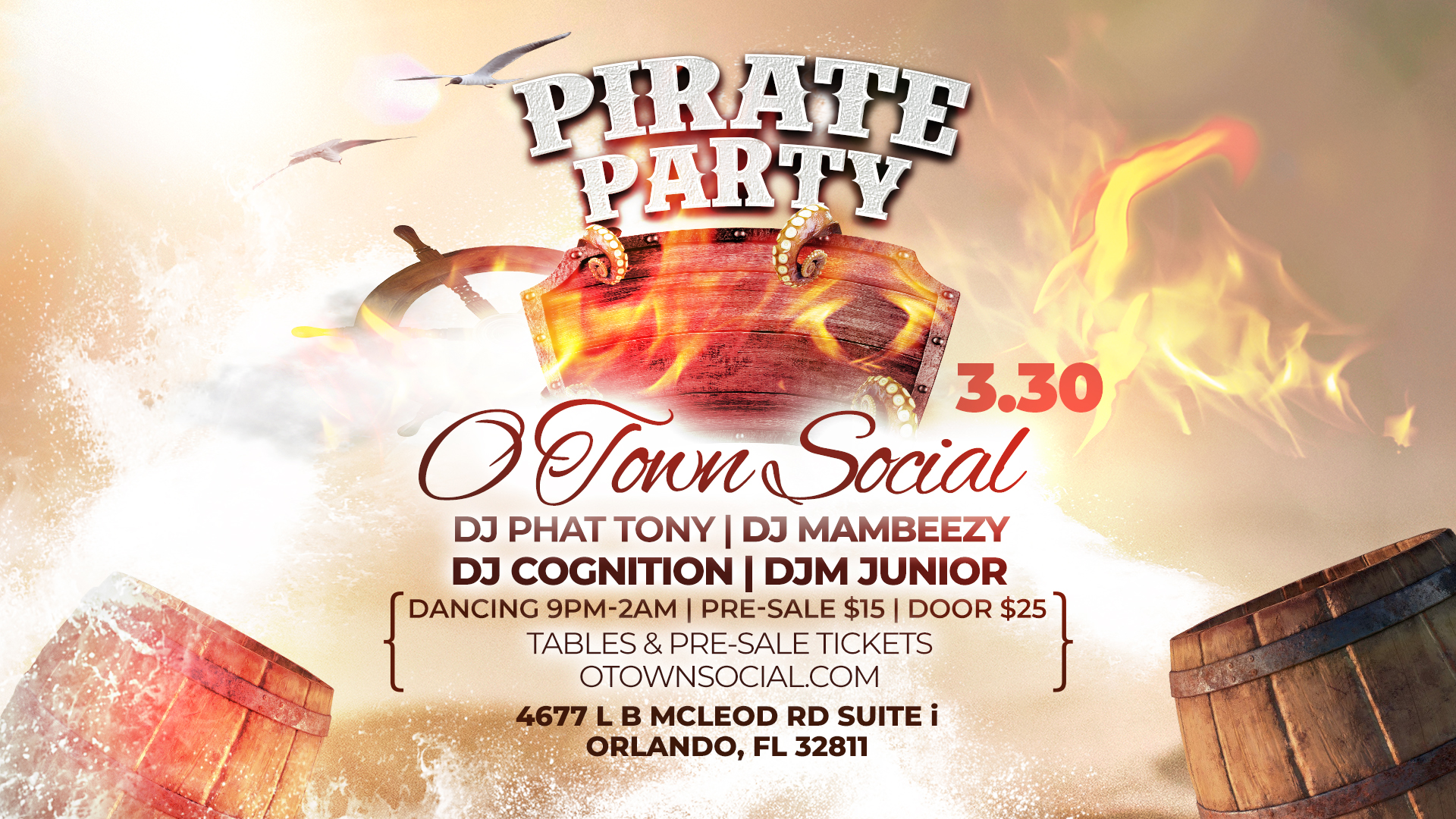 O Town Social "Pirate Party" 3 Rooms 4 DJs - Latin Dancing in Orlando