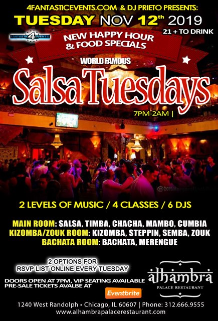 World Famous Salsa Tuesday at Alhambra Palace