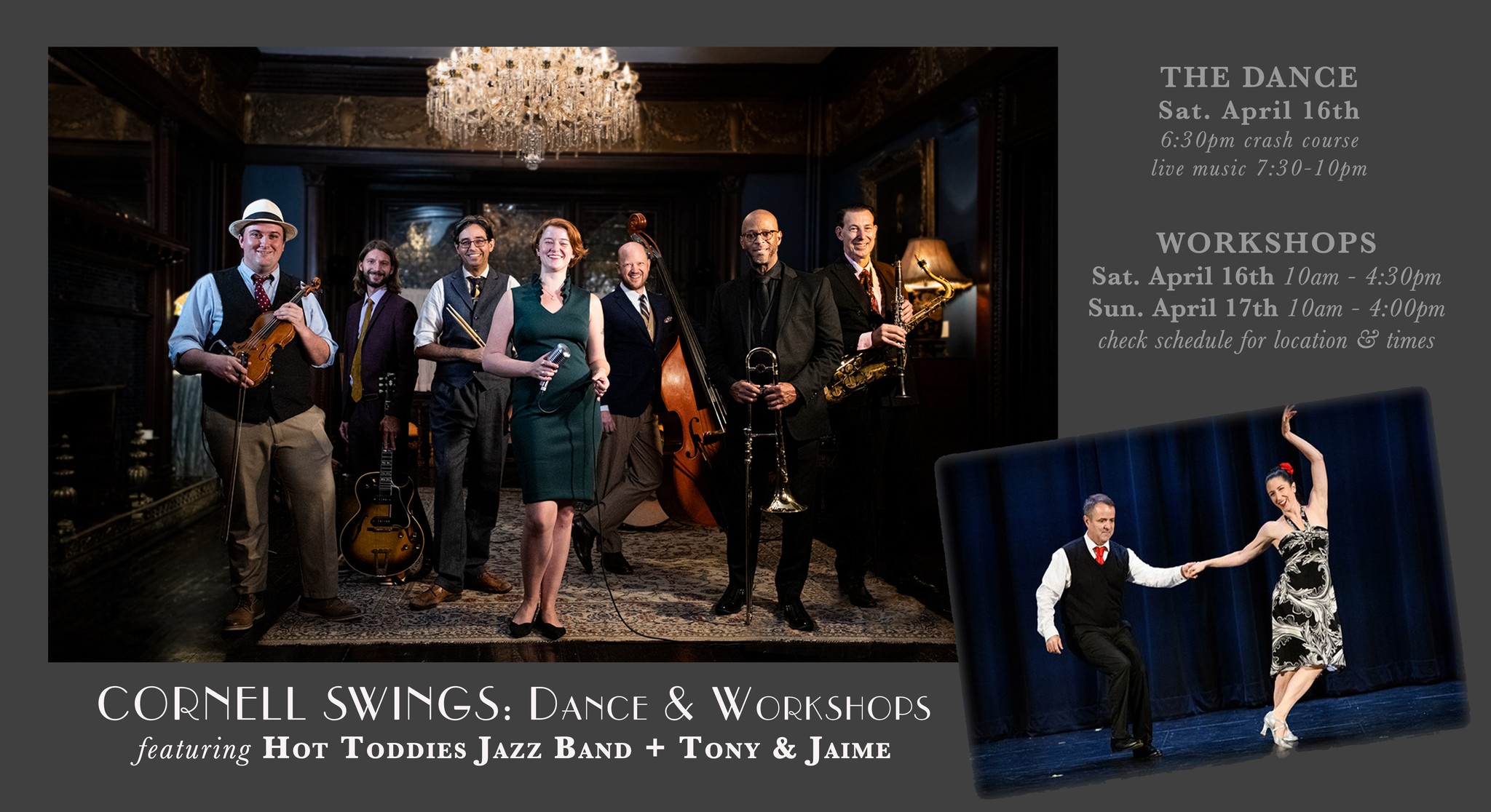 CORNELL SWINGS: Dance & Workshops - Hot Toddies Jazz Band + Tony & Jaime