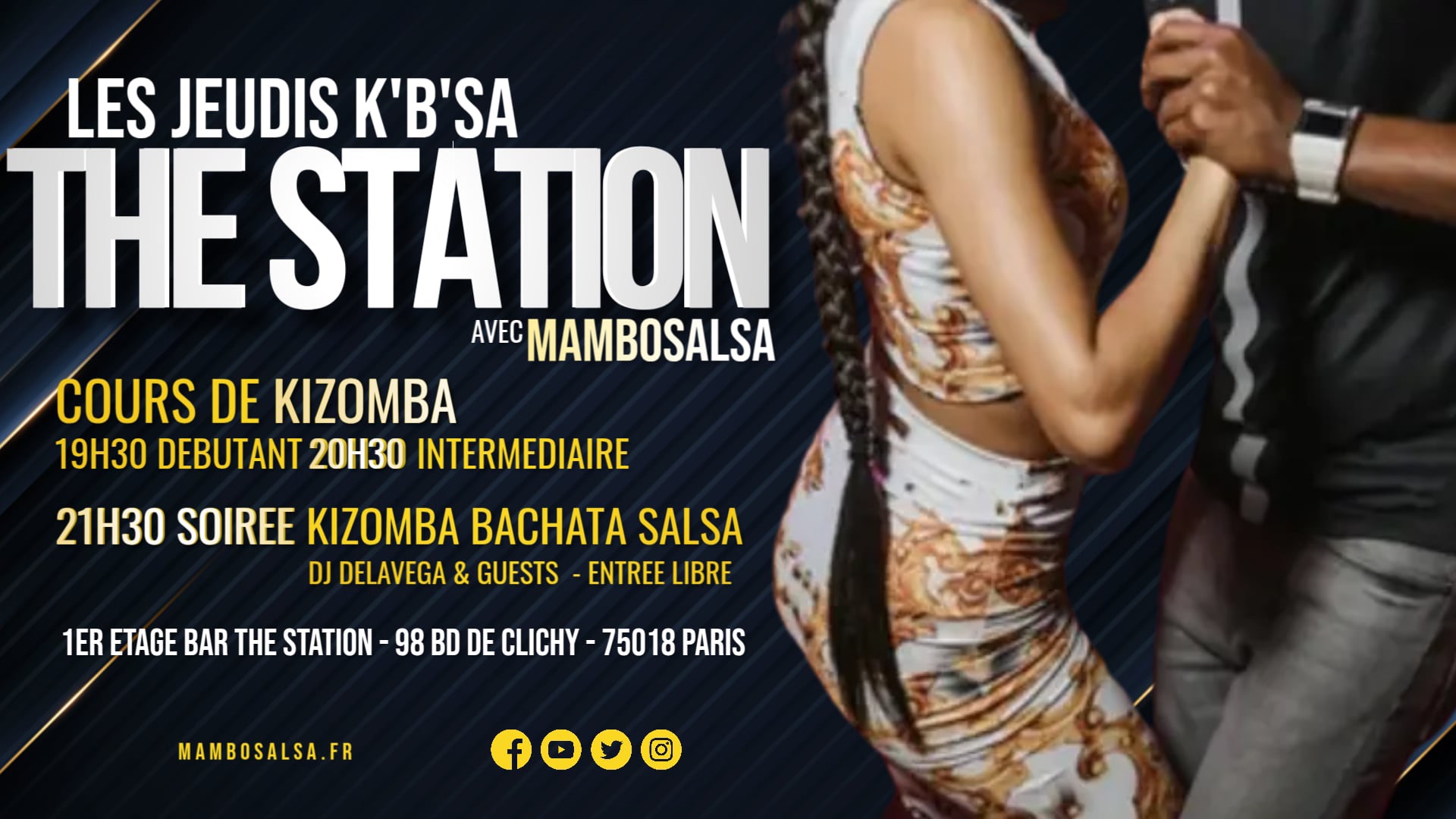 Jeudis KIZOMBA BACHATA K'B @The STATION PARIS Entrée Libre