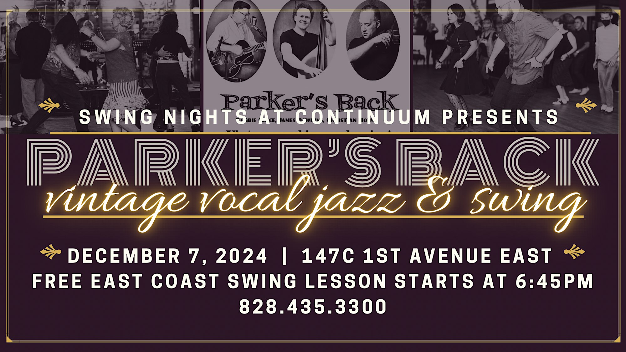 SWING NIGHTS at Continuum with PARKER’S BACK!