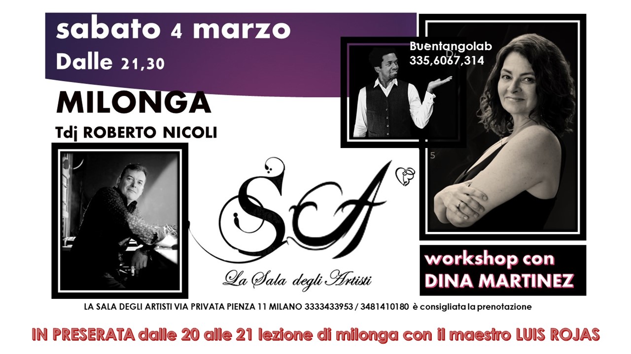 LA MILONGA DE LOS ARTISTAS sabato 4 marzo