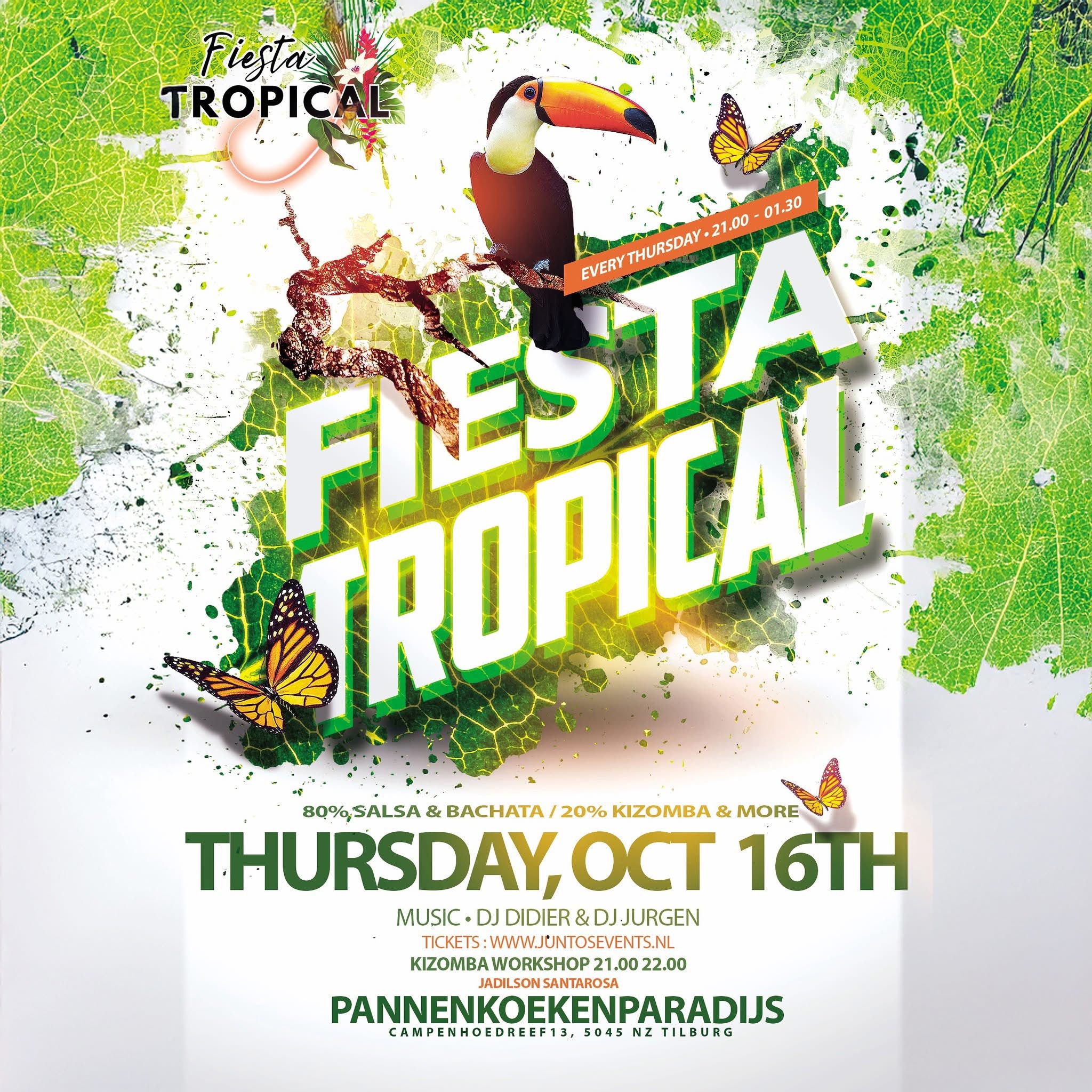Fiesta Tropical Tilburg Latin Social Night . Do 16 Okt π΄ Kizomba Workshop π΄