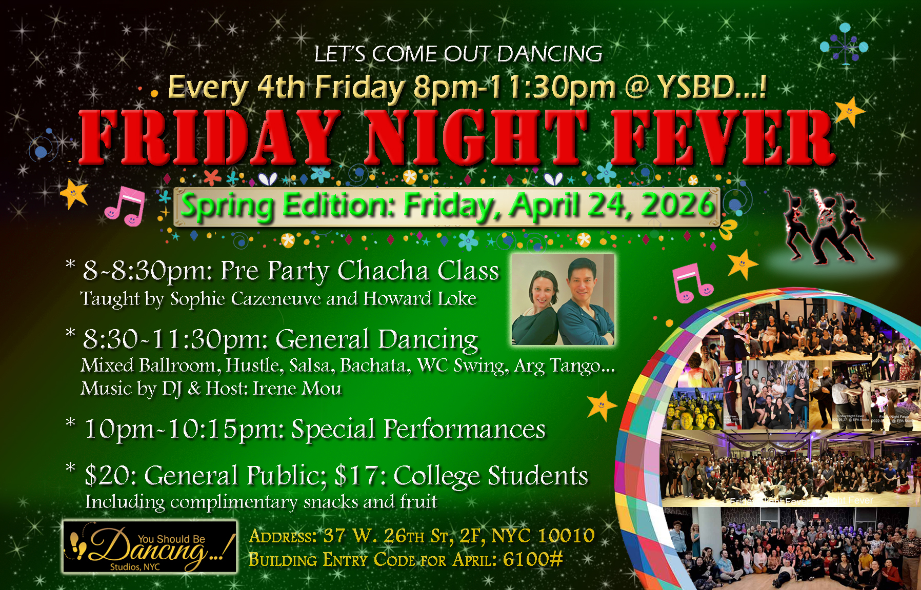 April 24 Friday Night Fever Party- SPRING EDITION @ You Should Be Dancing...! Dance Center