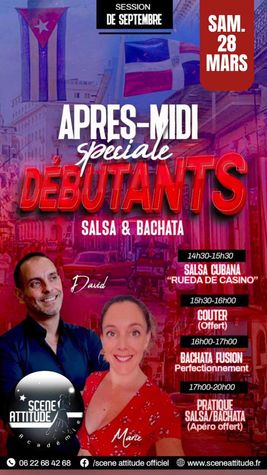 APRÈS-MIDI SPÉCIALE DÉBUTANTS (de SEPT) - SALSA BACHATA - SAM 28 03