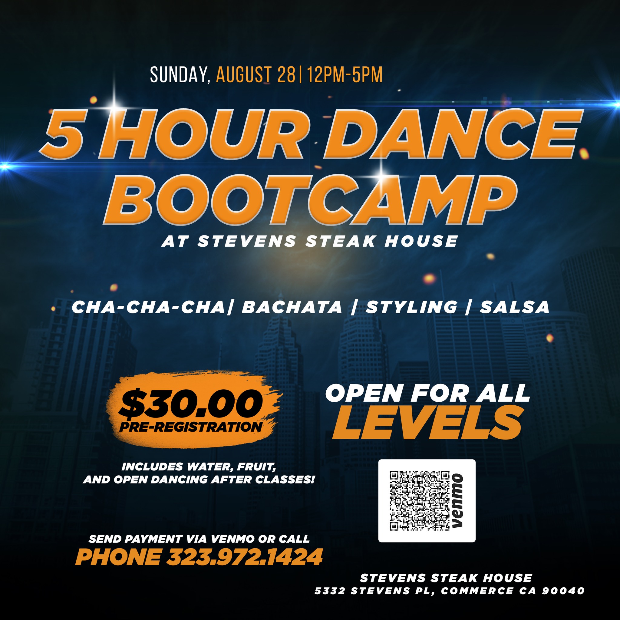 5 Hour Dance Bootcamp Sunday, Aug 28th