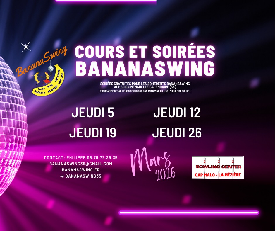 Cours de Kizomba, Rock et Bachata + soirée SBKR gratuite au Bowling Center Cap Malo