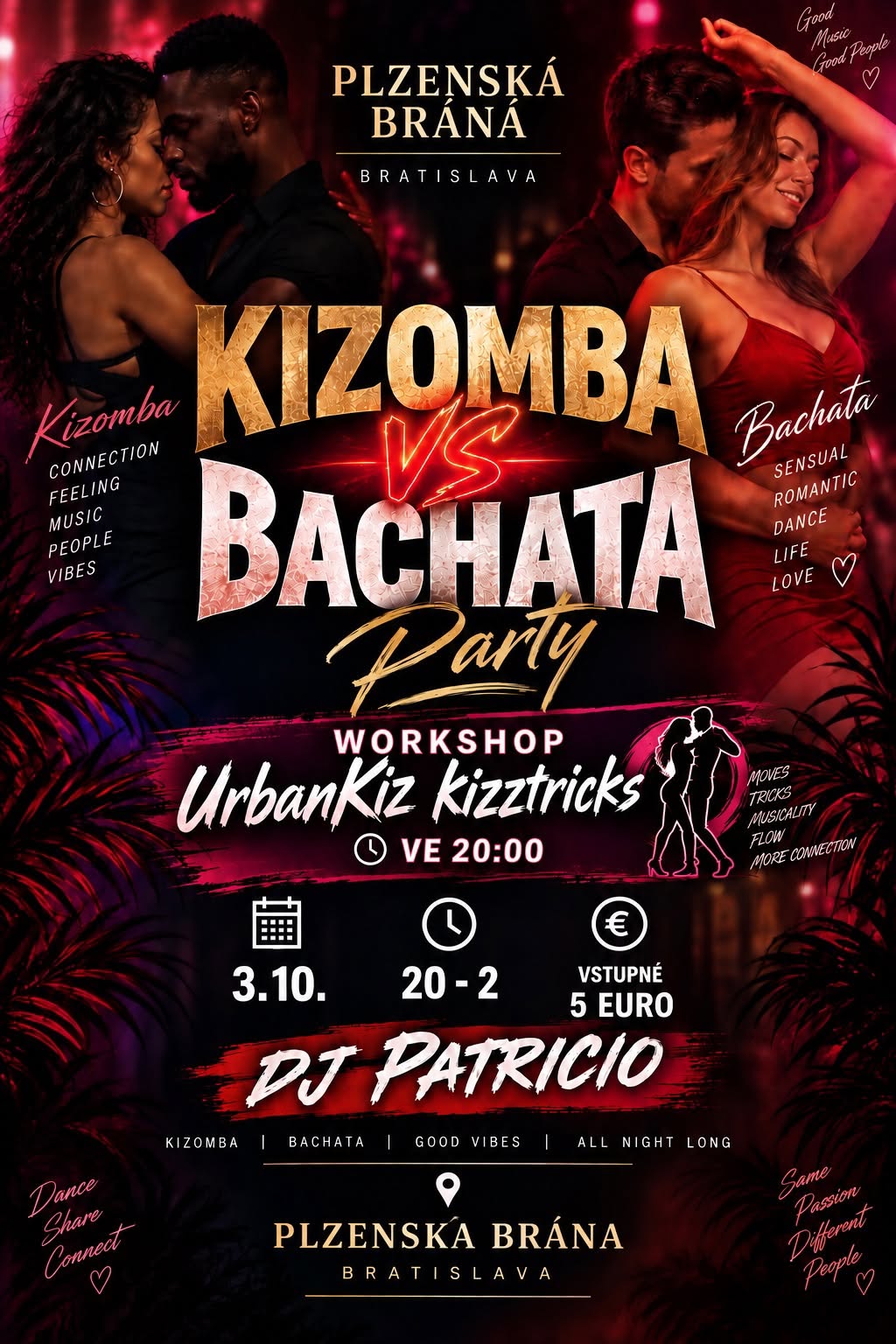 Kizomba vs Bachata party workshop UrbanKiz 20:00
