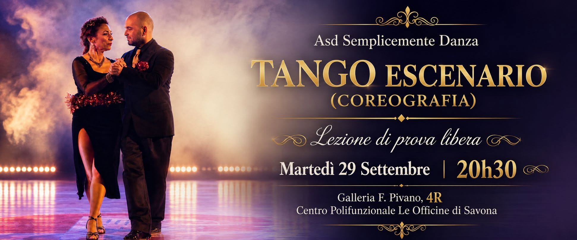 Nuovo Corso Tango Escenario (Coreografia) Savona- Lezione prova libera 20h30 Martedì 29.09.2026