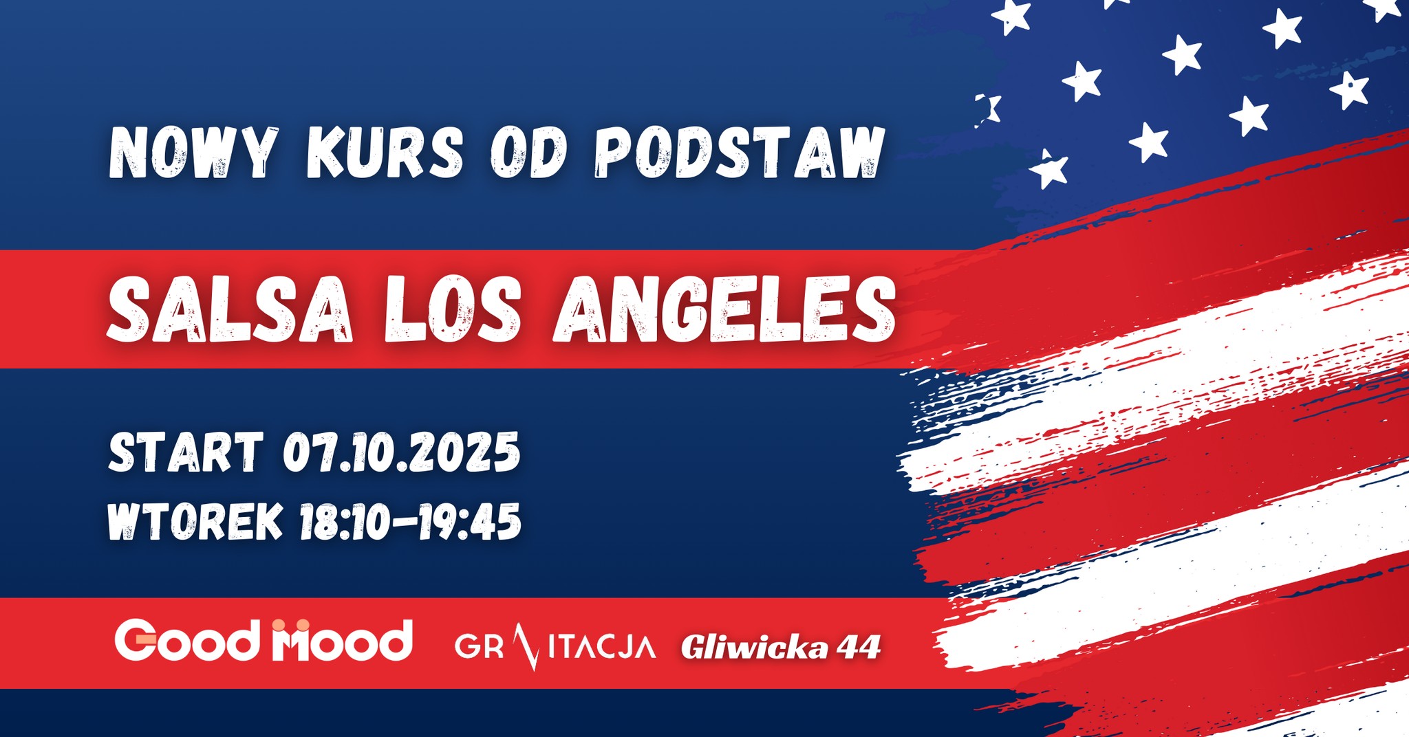 SALSA LOS ANGELES od podstaw ★ NOWY Kurs Tańca ★ Wtorki 18:10 ★ 07.10.2025 ★ Good Mood Gliwicka 44
