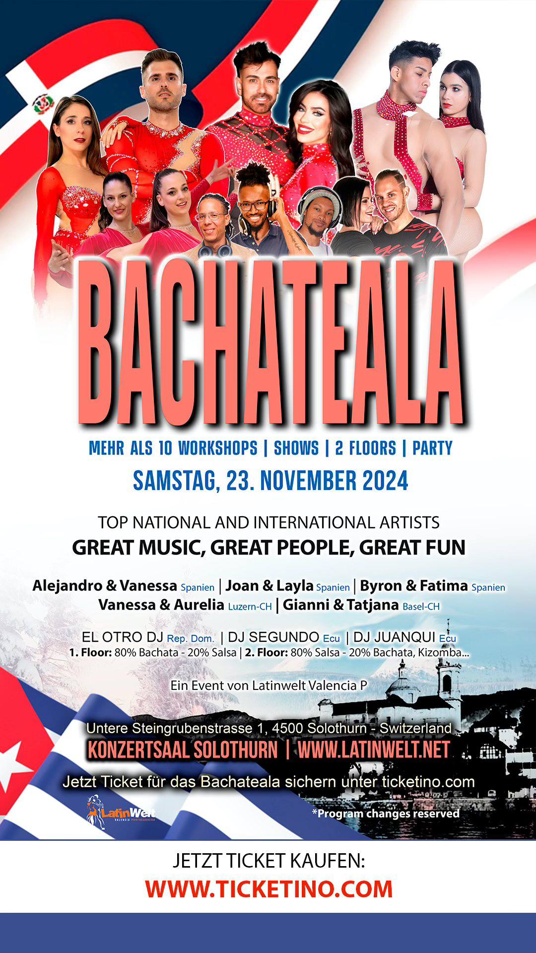 BACHATEALA SOLOTHURN, 2 Dancefloors: Bachata & Salsa
