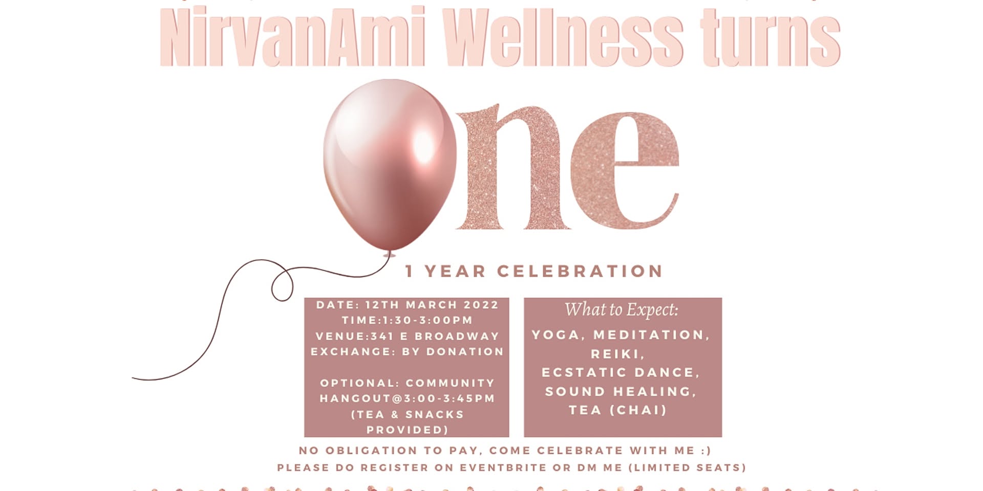 By Donation: One year Celebration of NirvanAmi Wellness