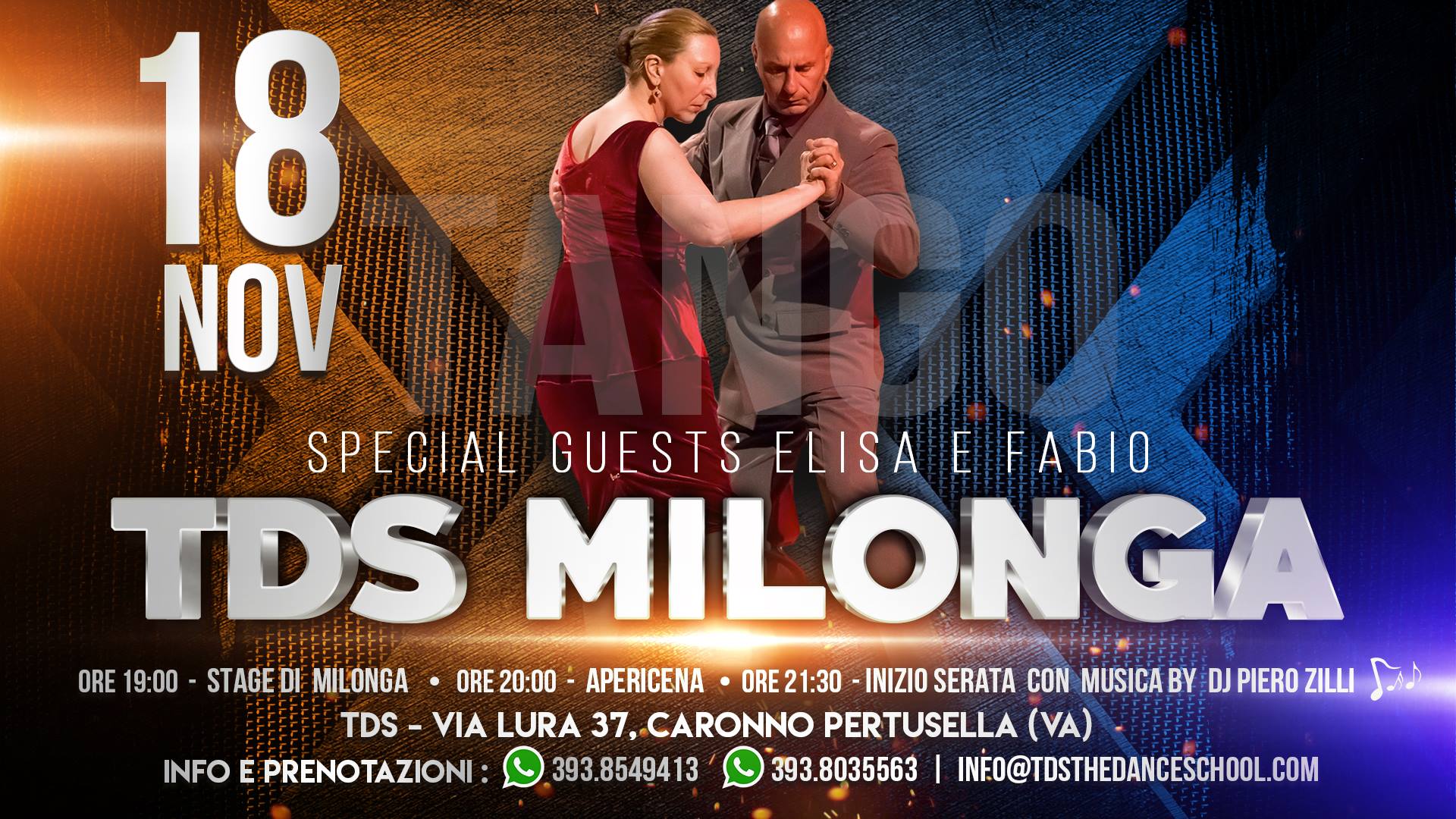 ❦ TDS Milonga ❦ Domenica 18 Nov ❦ AperiTaNGo con Stage e Serata