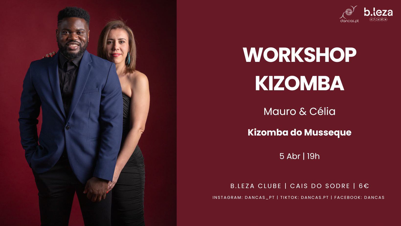 Danças no B.leza 5 Abr Kizomba do Musique Mauro & Célia