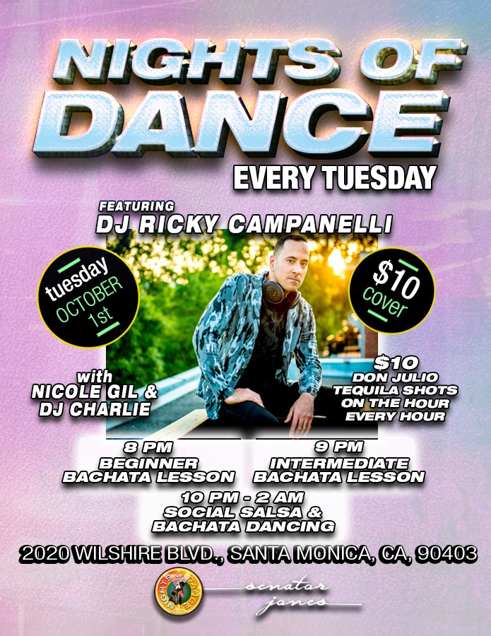 Bachata & Salsa at Sen Jones by Nights of Dance October 1st!
