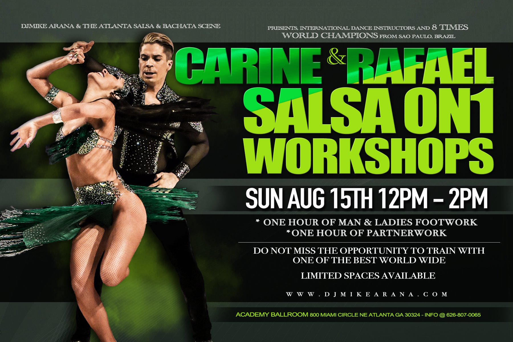SALSA Workshops with 8Xs World Champions Carine & Rafael