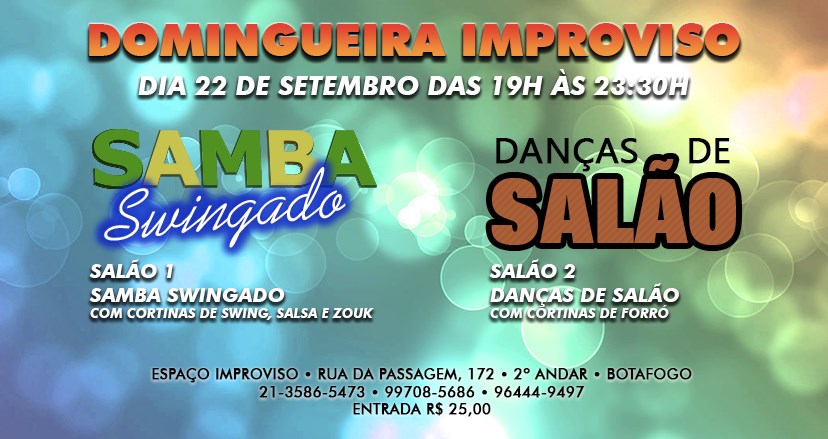 Domingueira Improviso: Samba Swingado + Danças de Salão