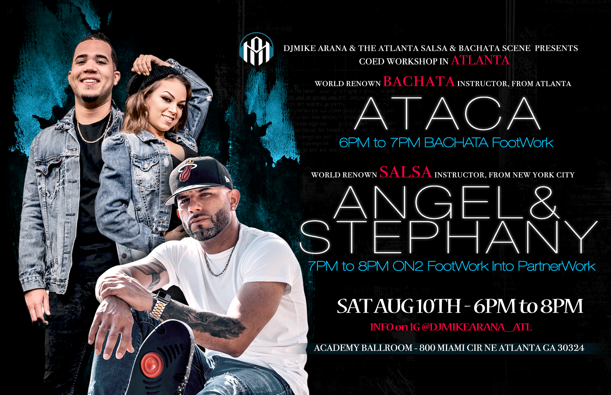 2 Hour WorkShop BACHATA With ATACA ON2 With Angel & Stephany
