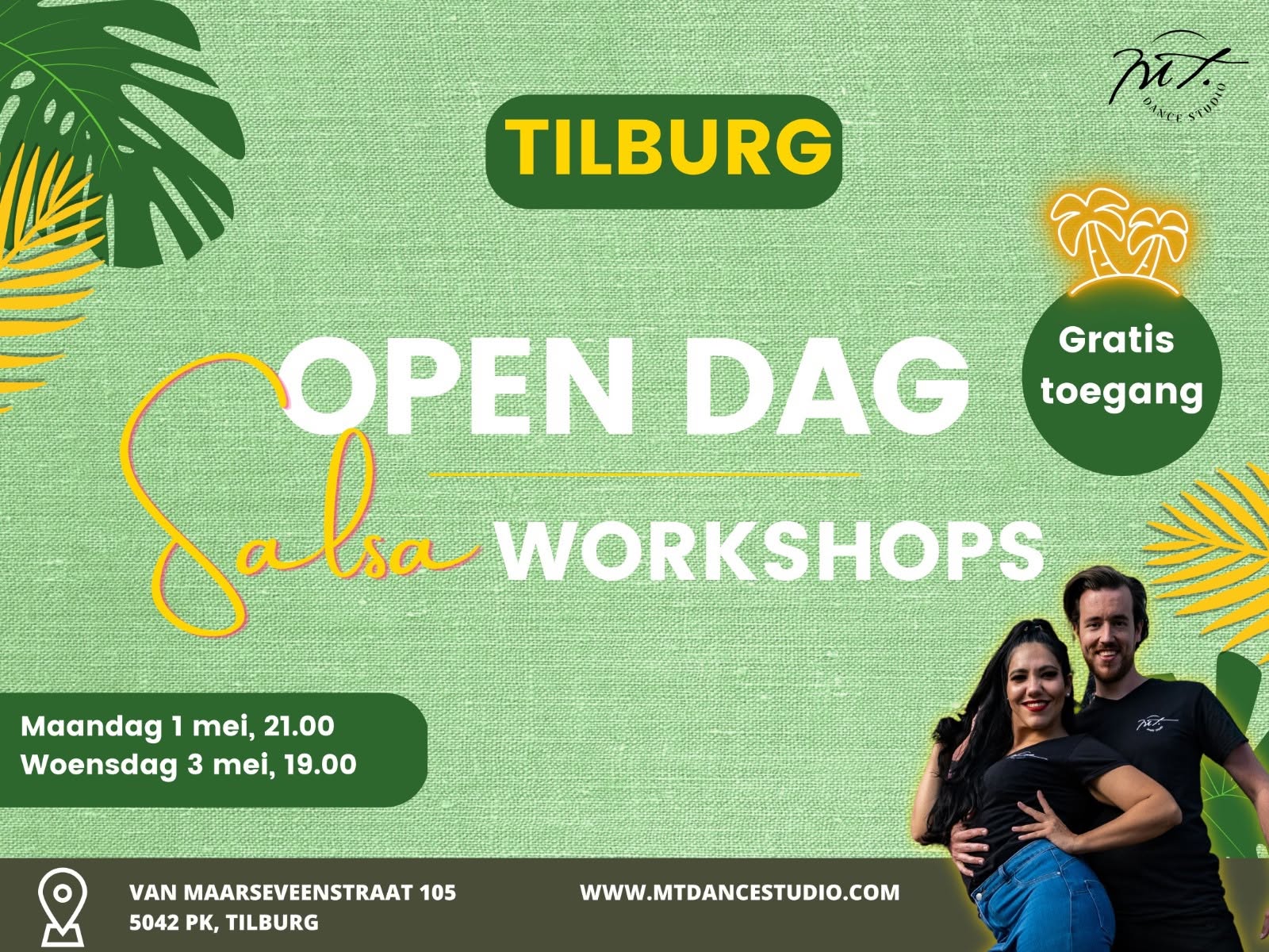 Gratis opendag Salsa voor beginners bij MT Dance Studio Tilburg