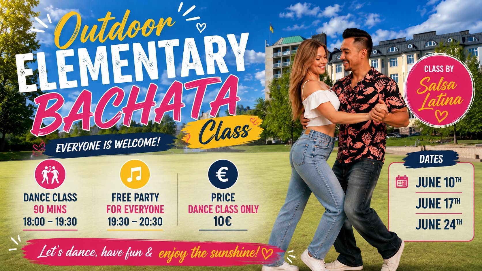 Wednesday Outdoors Bachata fundamentals 3 classes