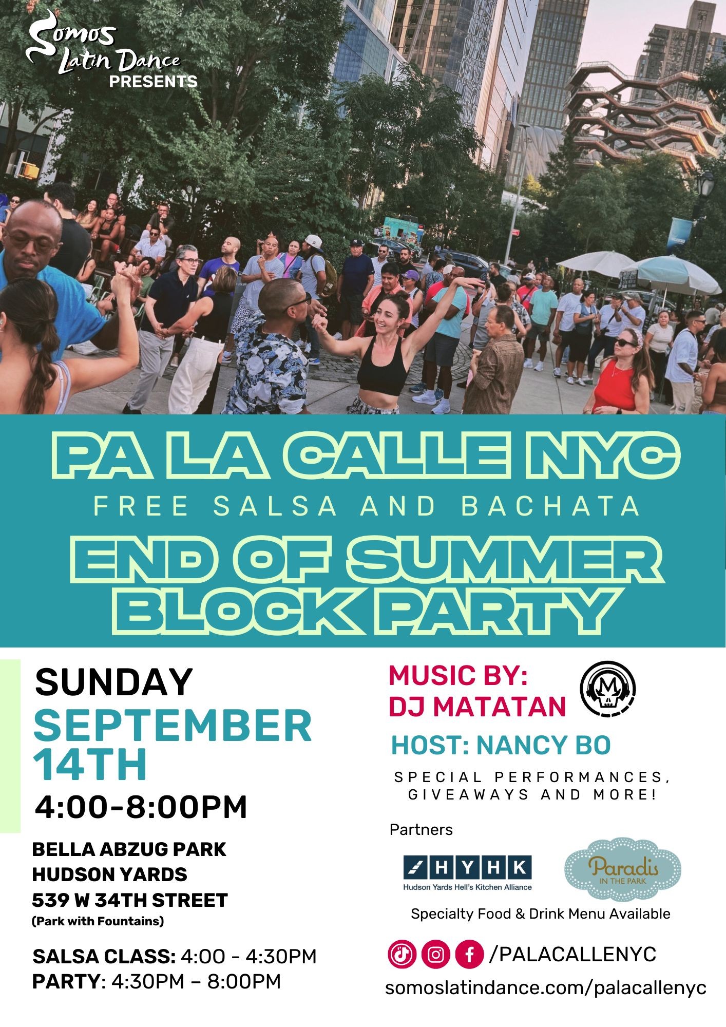 PA’ LA CALLE, FREE SALSA AND BACHATA END OF SUMMER EVENT