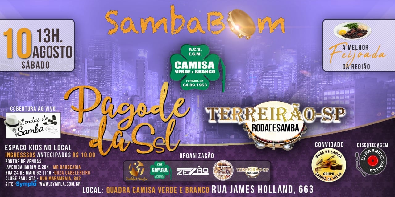 SambaBom TERREIRÃO SP + SSL na CAMISA VERDE BRANCO
