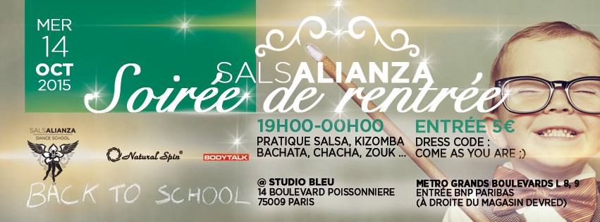 SOIRÉE DE RENTRÉE SALSALIANZA **** MERCREDI 14 OCTOBRE 2015