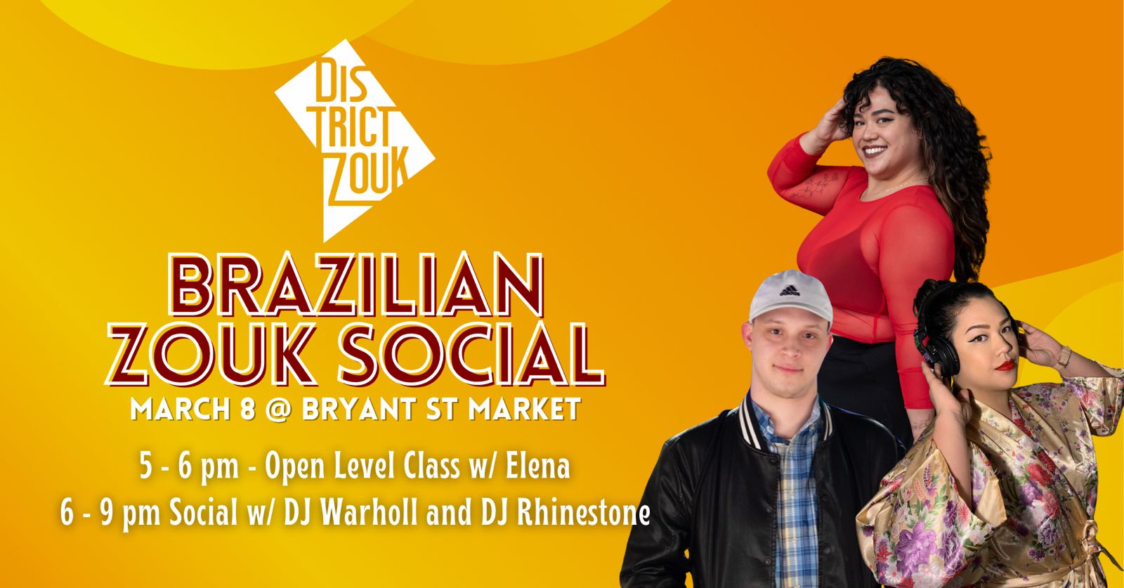 Brazilian Zouk Social w Elena, DJ Warholl & DJ Rhinestone