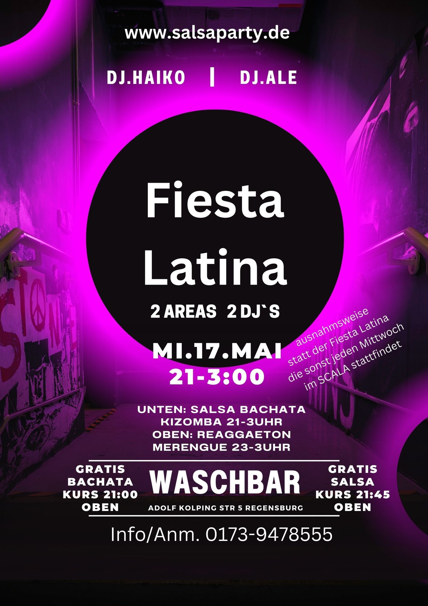 Fiesta Latina auf 2 Areas Gratis Salsa & Bachata Workshops Party Regensburg
