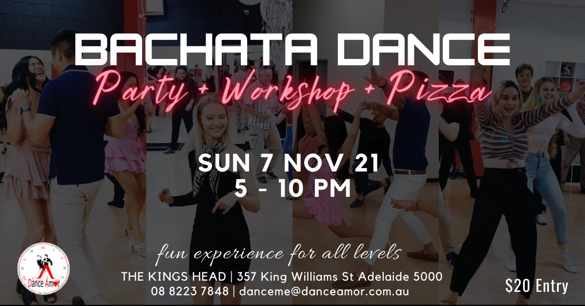 Bachata Dance Party + Pizza + Workshop - Sun 7 Nov 5 PM