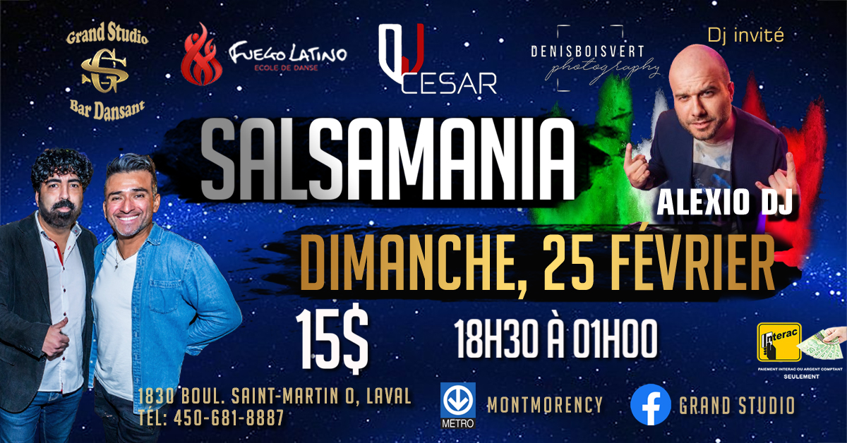 Danse Latine - Laval - SalsaMania - Dimanche 25 Août 2024