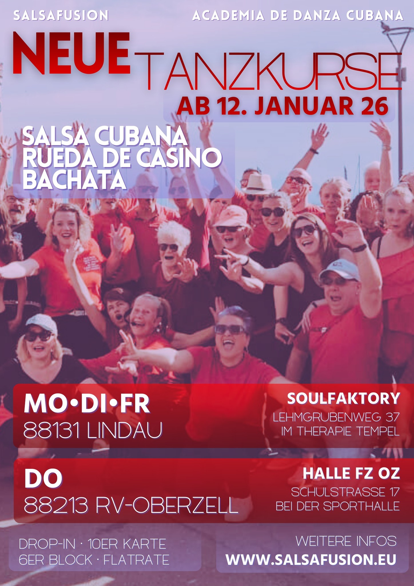 Salsa cubana, Rueda de Casino, Bachata Kurse ab Januar 2026