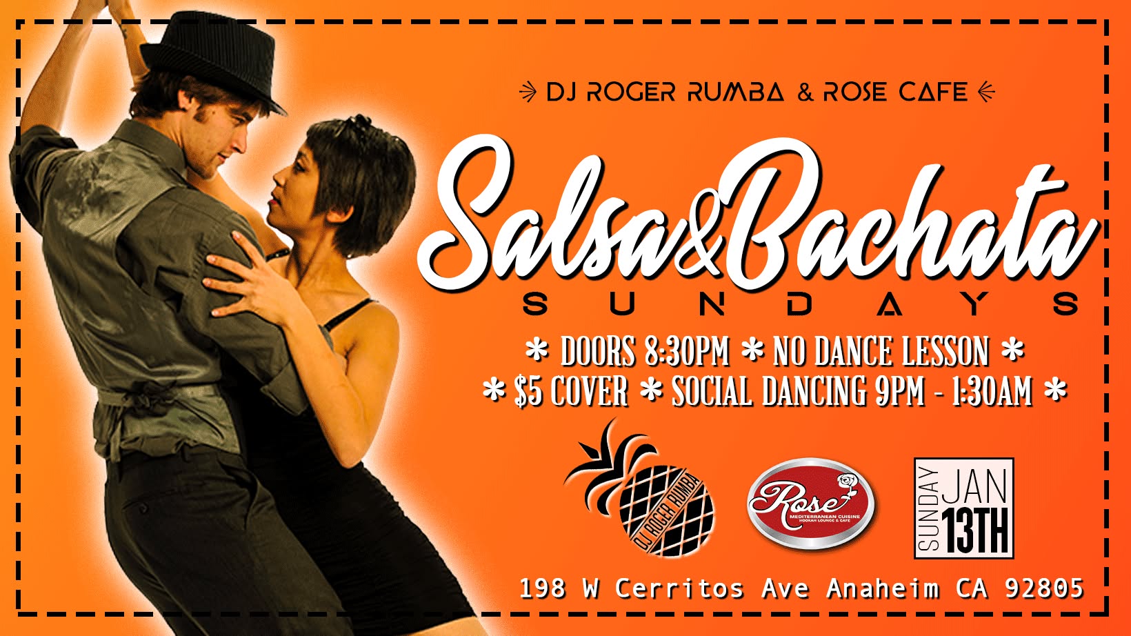 Salsa&Bachata Sundays JAN.13th ~ Rose Cafe