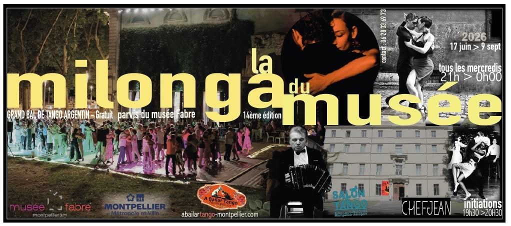 ★LA MILONGA DU MUSÉE #14, tous les mercredis 17.06 au 09.09 PARVIS MUSÉE FABRE★ ABTango MONTPELLIER