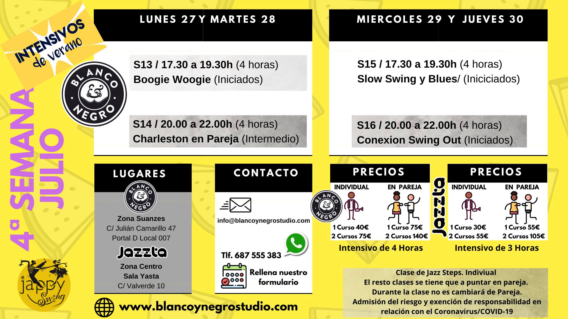 VeraSwing 2020. Intensivos de Verano en Blanco y Negro Studio