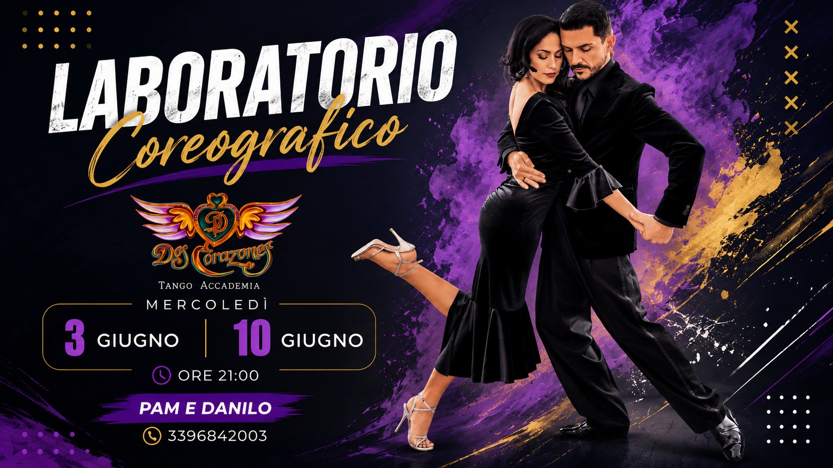LABORATORIO COREOGRAFICO CON PAM EST LÀ E DANILO MADDALENA 2 Corazones Tango Accademia Rimini