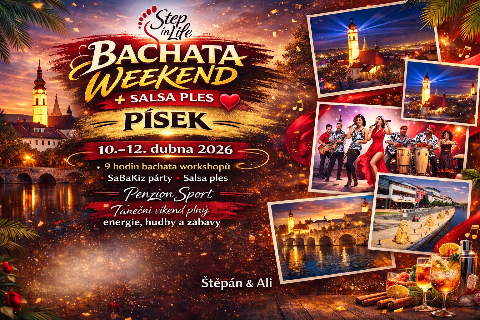 BACHATA WEEKEND + SALSA PLES 10.-12.4. PENZION SPORT PÍSEK ❤️