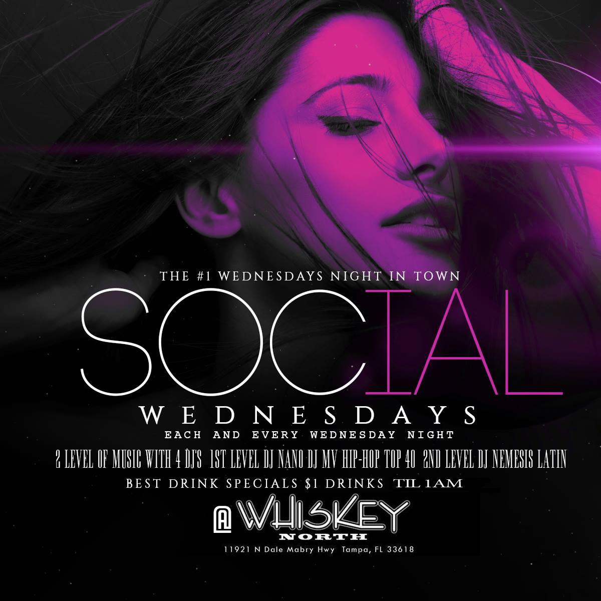 #1 Wednesday Night Whiskey North. Ladies Free & $1Drinks for everyone til 1am
