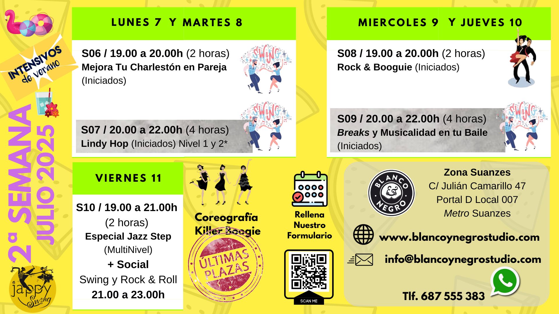 Semana 2 de JULIO. Intensivos de Verano. VeraSwing 2025. En Blanco y Negro Studio.
