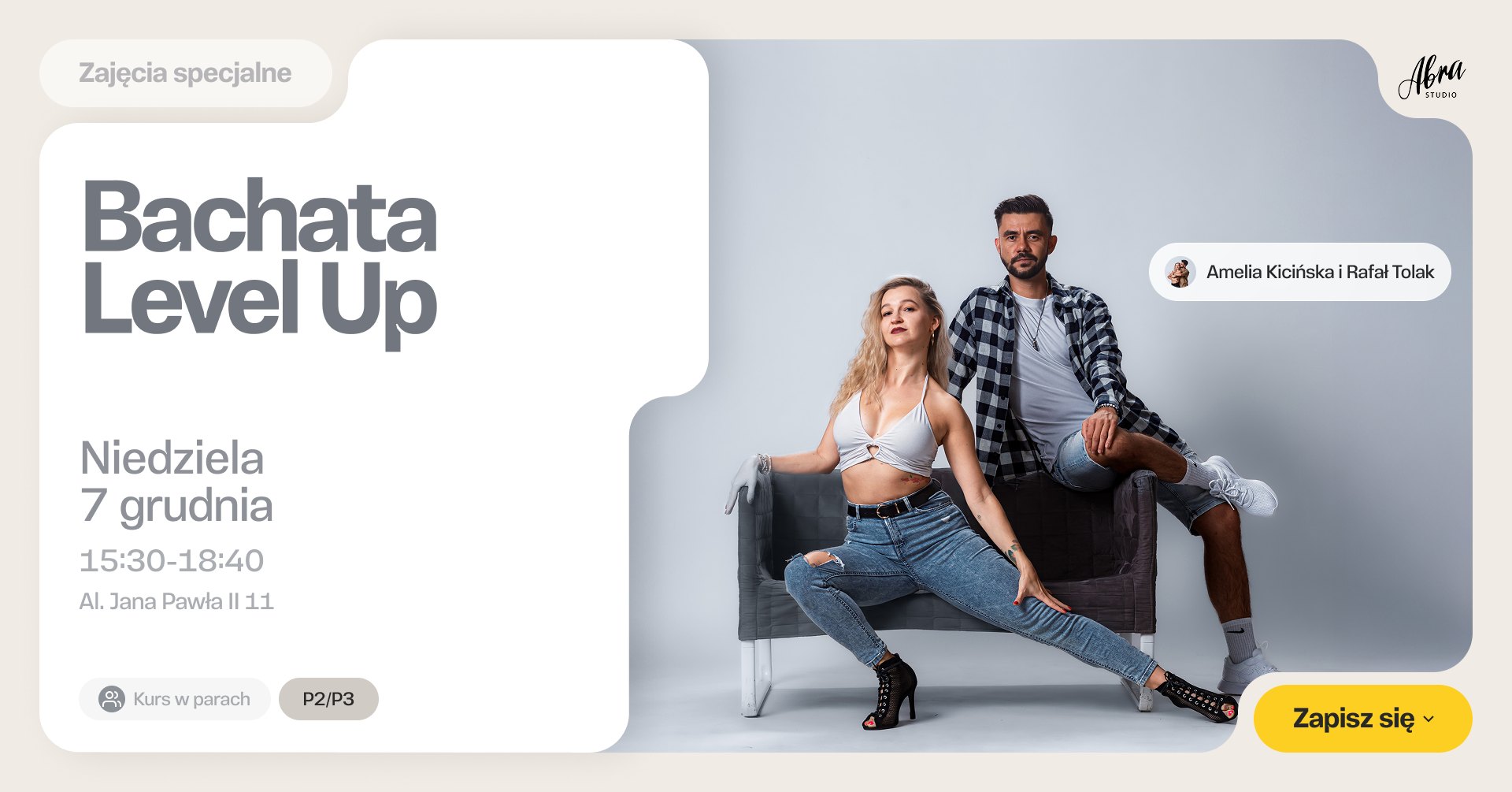 Bachata Level Up z Amelią & Rafałem poziom P2 P3