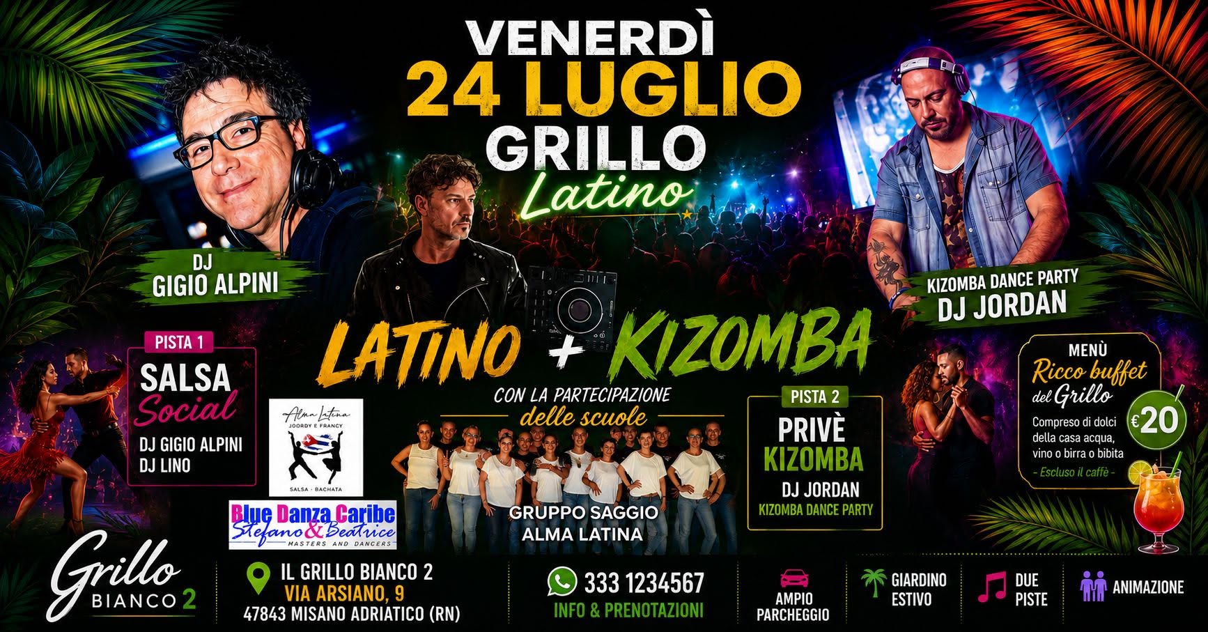 Venerdì 24 Luglio_Salsa Social y Kizomba Dance Party_Grillo Bianco Misano Adriatico