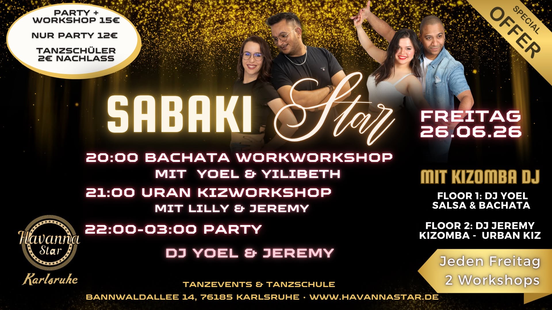 Latinparty mit Bachata & Urban Kiz Workshops - mit Kizombafloor