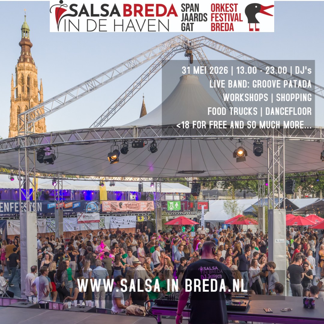 SAVE THE DATE SALSA IN DE HAVEN BREDA '26 ism SPANJAARDSGAT ORKEST FESTIVAL