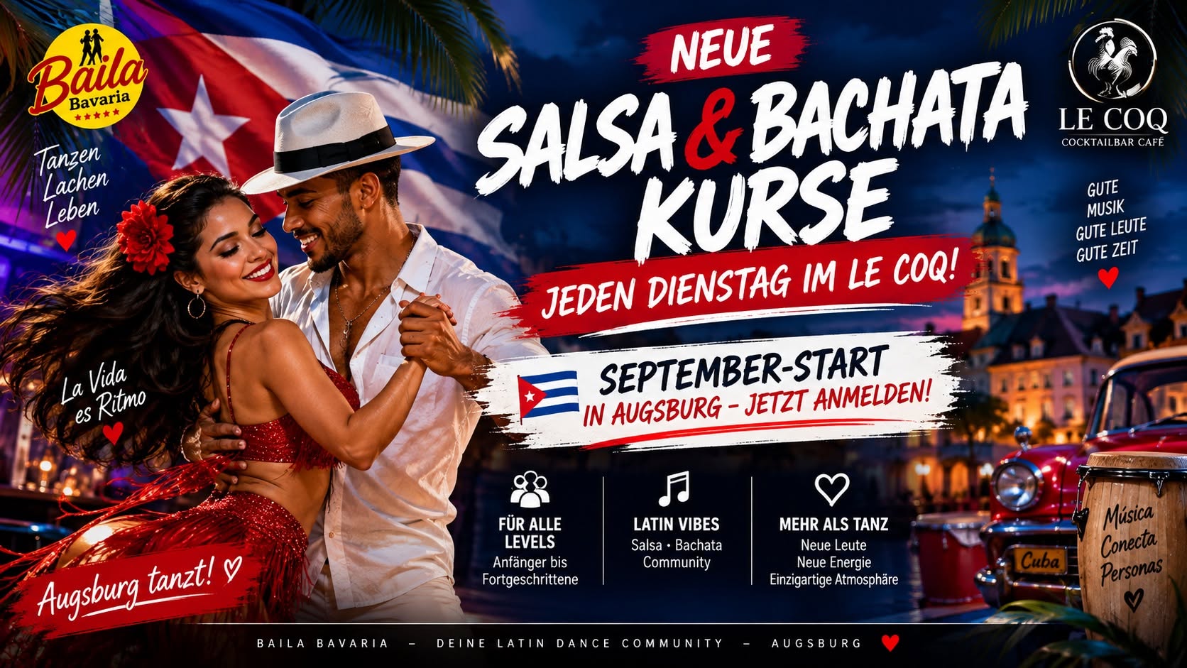 🔥 NEUE SALSA & BACHATA KURSE JEDEN DIENSTAG IM LE COQ! 💃🕺