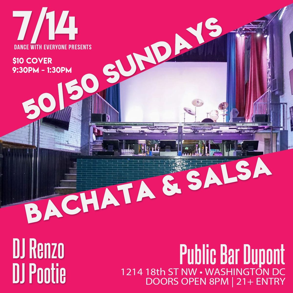 Salsa and Bachata Sundays 50 50 Party