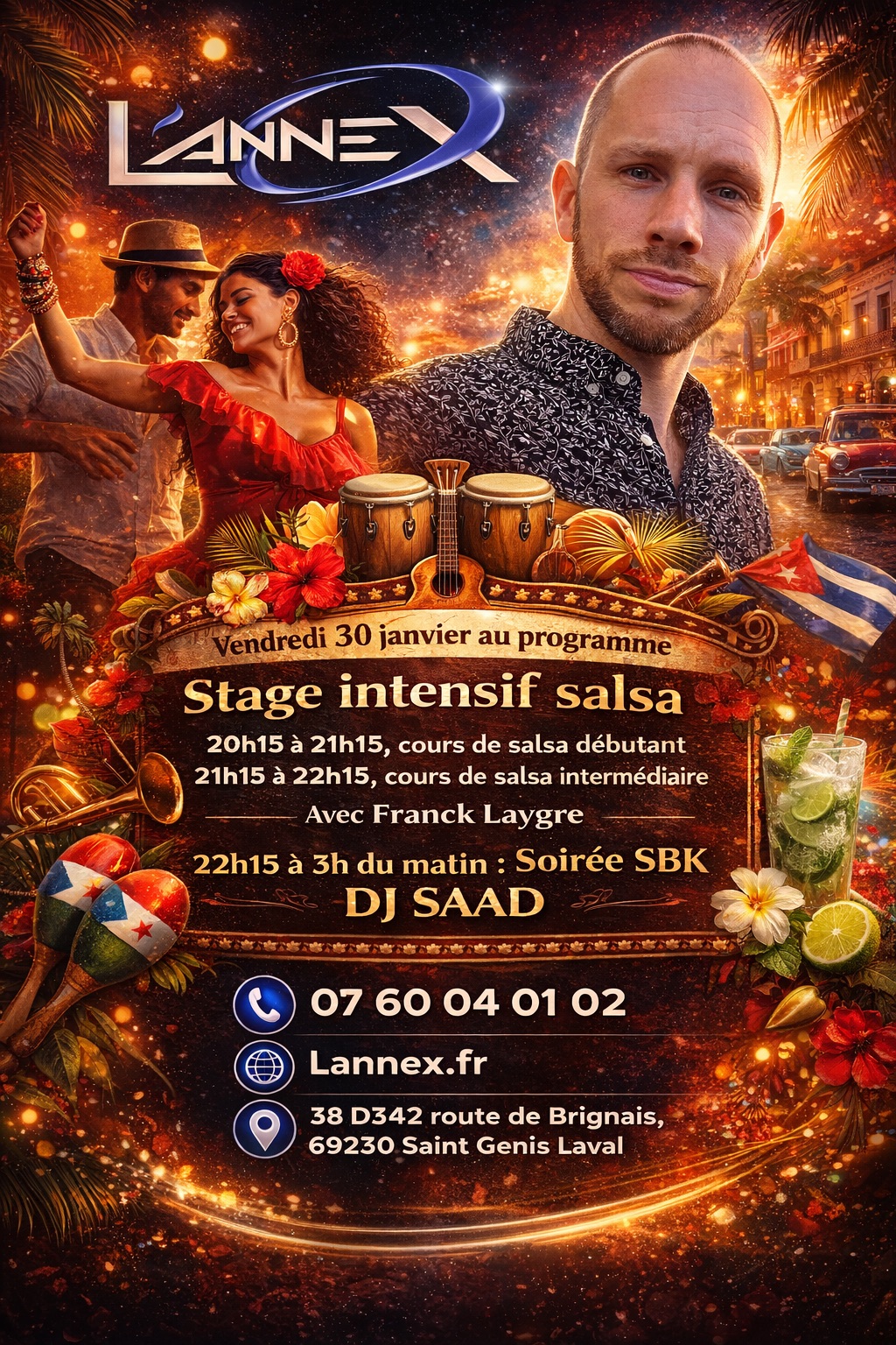 🔷LES VENDREDIS🔷STAGE INTENSIF SALSA AVEC FRANCK❤️SOIRÉE SBK