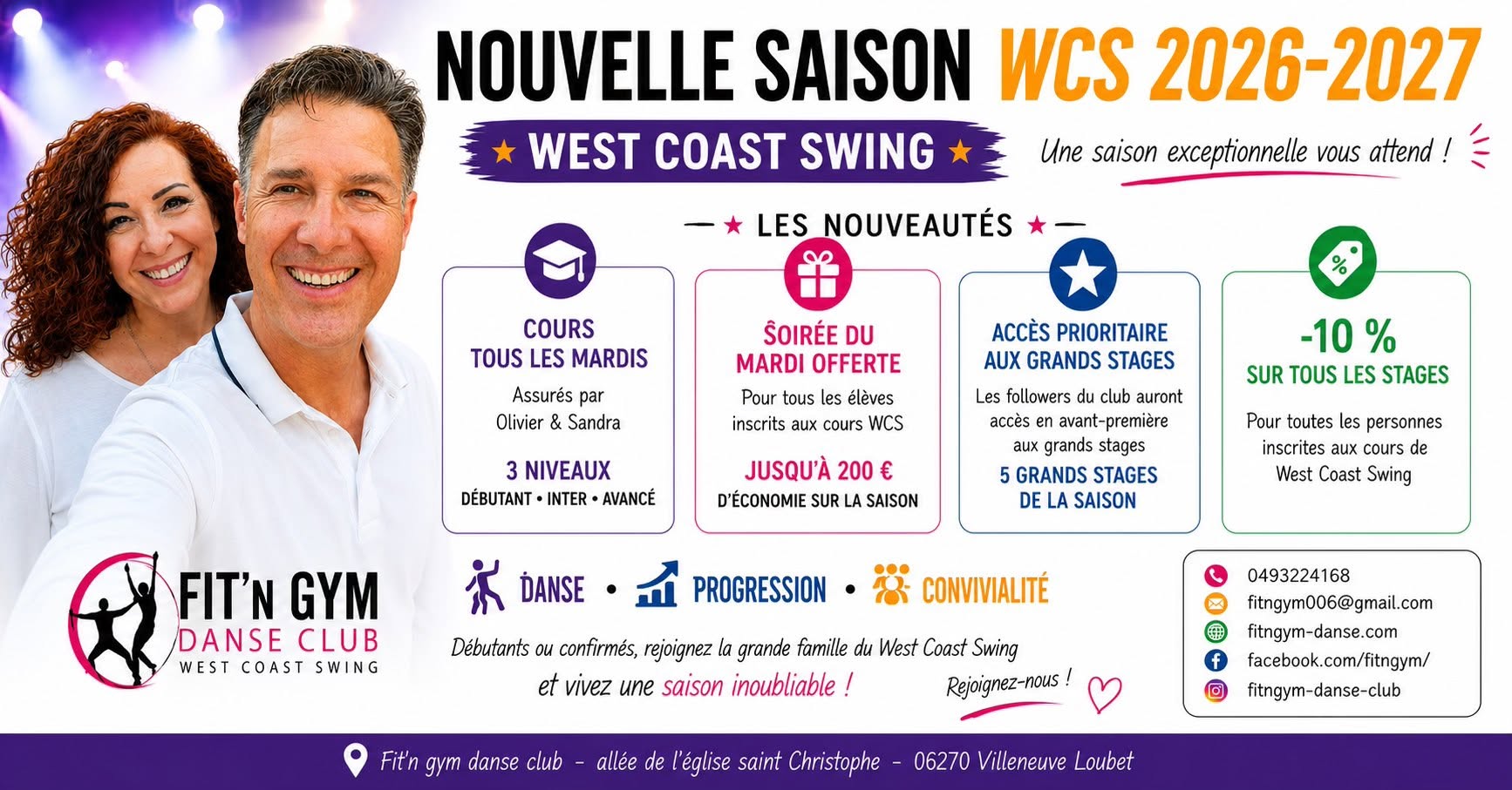 DEBUT SEPTEMBRE NOUVELLE SAISON WEST COAST SWING 2026-2027 fit'n gym danse club